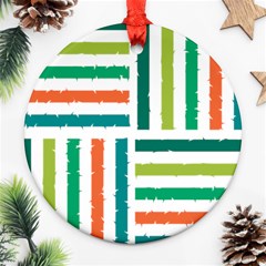 Striped Colorful Pattern Graphic Round Ornament (Two Sides)