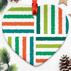 Striped Colorful Pattern Graphic Heart Ornament (Two Sides)