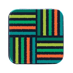 Striped Colorful Pattern Graphic Square Metal Box (Black)