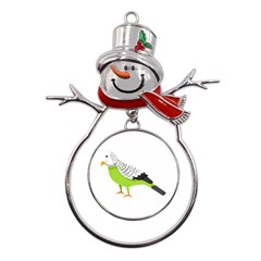 Budgerigar T- Shirt White Look Calm Budgerigar 05 T- Shirt Metal Snowman Ornament by EnriqueJohnson