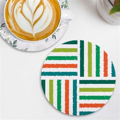 Striped Colorful Pattern Graphic Uv Print Round Tile Coaster by Pakjumat