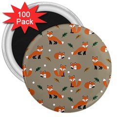 Fox Pattern Texture 3  Magnets (100 pack)