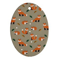 Fox Pattern Texture Oval Ornament (Two Sides)