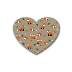 Fox Pattern Texture Rubber Coaster (Heart)