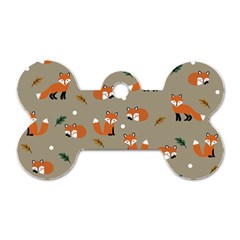 Fox Pattern Texture Dog Tag Bone (Two Sides)