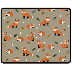 Fox Pattern Texture Two Sides Fleece Blanket (Medium)