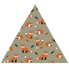 Fox Pattern Texture Wooden Puzzle Triangle