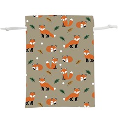 Fox Pattern Texture Lightweight Drawstring Pouch (XL)