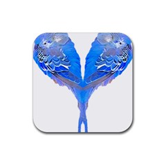 Budgies T- Shirt Blue Budgies - Heart Shape T- Shirt Rubber Coaster (square) by EnriqueJohnson