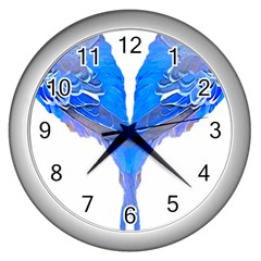 Budgies T- Shirt Blue Budgies - Heart Shape T- Shirt Wall Clock (silver) by EnriqueJohnson