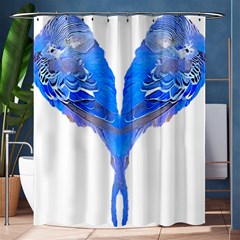 Budgies T- Shirt Blue Budgies - Heart Shape T- Shirt Shower Curtain 60  X 72  (medium)  by EnriqueJohnson