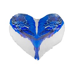 Budgies T- Shirt Blue Budgies - Heart Shape T- Shirt Standard 16  Premium Flano Heart Shape Cushions by EnriqueJohnson