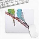 Budgies T- Shirt Cute Budgies - Green And Blue T- Shirt Large Mousepad Front