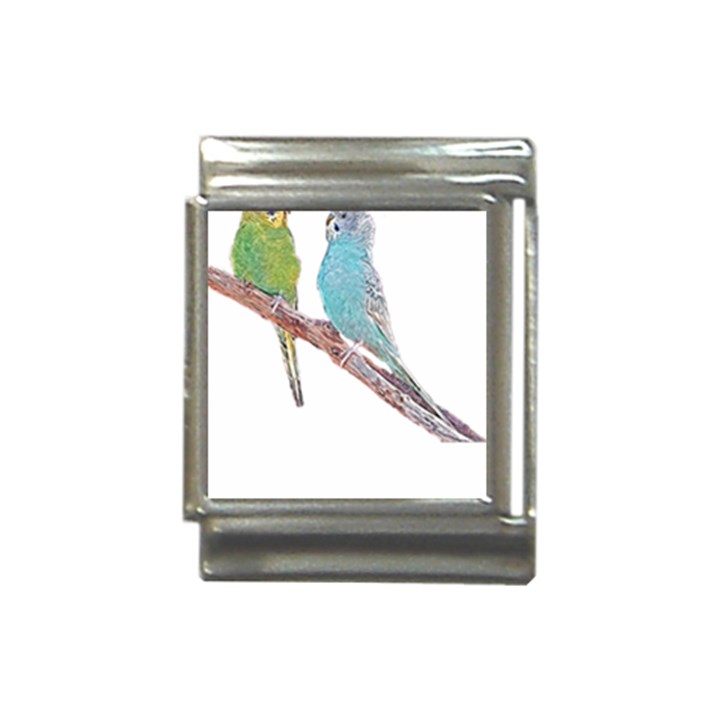 Budgies T- Shirt Cute Budgies - Green And Blue T- Shirt Italian Charm (13mm)