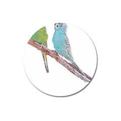 Budgies T- Shirt Cute Budgies - Green And Blue T- Shirt Magnet 3  (round) by EnriqueJohnson