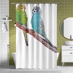 Budgies T- Shirt Cute Budgies - Green And Blue T- Shirt Shower Curtain 48  X 72  (small)  by EnriqueJohnson