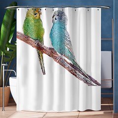 Budgies T- Shirt Cute Budgies - Green And Blue T- Shirt Shower Curtain 60  X 72  (medium)  by EnriqueJohnson