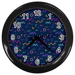 Scribble Pattern Texture Wall Clock (black) by Pakjumat