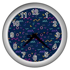 Scribble Pattern Texture Wall Clock (silver) by Pakjumat