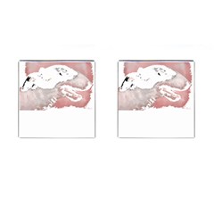 Bull Terrier T- Shirt A Painting Of A Black And White Bull Terrier On Pink Background T- Shirt Cufflinks (square) by EnriqueJohnson