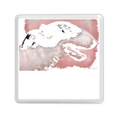 Bull Terrier T- Shirt A Painting Of A Black And White Bull Terrier On Pink Background T- Shirt Memory Card Reader (square) by EnriqueJohnson