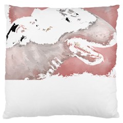 Bull Terrier T- Shirt A Painting Of A Black And White Bull Terrier On Pink Background T- Shirt Large Cushion Case (two Sides) by EnriqueJohnson