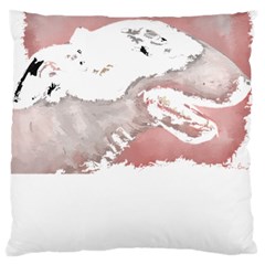 Bull Terrier T- Shirt A Painting Of A Black And White Bull Terrier On Pink Background T- Shirt Standard Premium Plush Fleece Cushion Case (one Side) by EnriqueJohnson