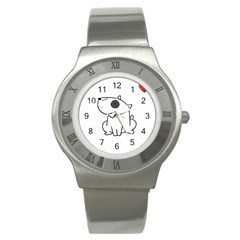 Bull Terrier T- Shirt Steal Your Heart Bull Terrier 08 T- Shirt Stainless Steel Watch by EnriqueJohnson