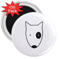 Bull Terrier T- Shirt White Look Calm Bull Terrier 18 T- Shirt (1) 3  Magnets (100 Pack) by EnriqueJohnson