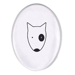 Bull Terrier T- Shirt White Look Calm Bull Terrier 18 T- Shirt (1) Oval Glass Fridge Magnet (4 Pack) by EnriqueJohnson