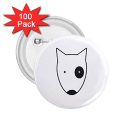 Bull Terrier T- Shirt White Look Calm Bull Terrier 18 T- Shirt 2 25  Buttons (100 Pack)  by EnriqueJohnson