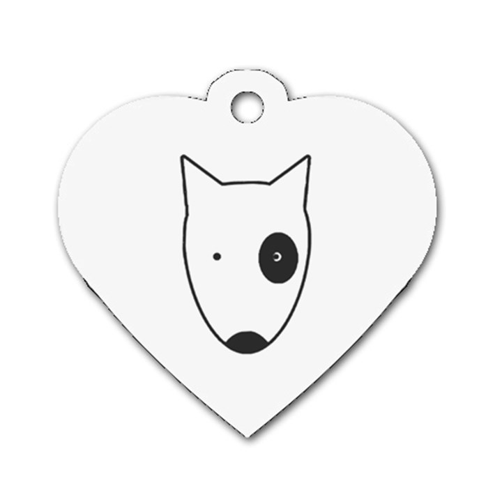 Bull Terrier T- Shirt White Look Calm Bull Terrier 18 T- Shirt Dog Tag Heart (Two Sides)