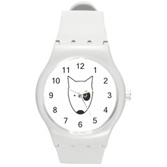 Bull Terrier T- Shirt White Look Calm Bull Terrier 18 T- Shirt Round Plastic Sport Watch (m) by EnriqueJohnson