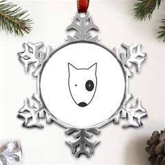 Bull Terrier T- Shirt White Look Calm Bull Terrier 18 T- Shirt Metal Small Snowflake Ornament by EnriqueJohnson