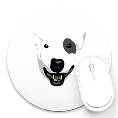 Bull Terrier T- Shirt White Look Calm Bull Terrier 23 T- Shirt Round Mousepad by EnriqueJohnson