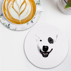 Bull Terrier T- Shirt White Look Calm Bull Terrier 23 T- Shirt Uv Print Round Tile Coaster by EnriqueJohnson