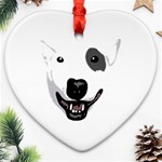 Bull Terrier T- Shirt White Look Calm Bull Terrier 23 T- Shirt Heart Ornament (Two Sides) Front