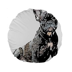 Bulldog T- Shirt French Bulldog Pop Art Dog Owner Gift T- Shirt Standard 15  Premium Flano Round Cushions by EnriqueJohnson