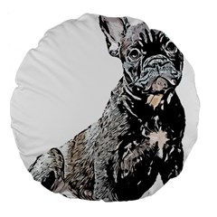 Bulldog T- Shirt French Bulldog Pop Art Dog Owner Gift T- Shirt Large 18  Premium Flano Round Cushions by EnriqueJohnson