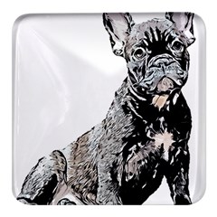 Bulldog T- Shirt French Bulldog Pop Art Dog Owner Gift T- Shirt Square Glass Fridge Magnet (4 Pack) by EnriqueJohnson