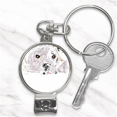 Bulldog T- Shirt Painting Of A Brown And White Bulldog Lying Down With His Tongue Out T- Shirt Nail Clippers Key Chain by EnriqueJohnson