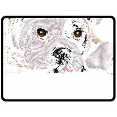 Bulldog T- Shirt Painting Of A Brown And White Bulldog Lying Down With His Tongue Out T- Shirt Fleece Blanket (large) by EnriqueJohnson