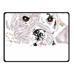 Bulldog T- Shirt Painting Of A Brown And White Bulldog Lying Down With His Tongue Out T- Shirt Fleece Blanket (small) by EnriqueJohnson