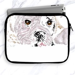 Bulldog T- Shirt Painting Of A Brown And White Bulldog Lying Down With His Tongue Out T- Shirt Apple Ipad 2/3/4 Zipper Cases by EnriqueJohnson