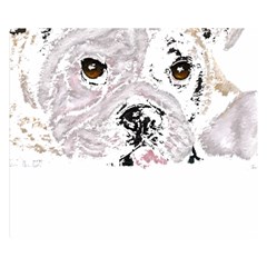 Bulldog T- Shirt Painting Of A Brown And White Bulldog Lying Down With His Tongue Out T- Shirt Two Sides Premium Plush Fleece Blanket (small) by EnriqueJohnson