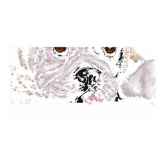 Bulldog T- Shirt Painting Of A Brown And White Bulldog Lying Down With His Tongue Out T- Shirt Satin Wrap 35  X 70  by EnriqueJohnson