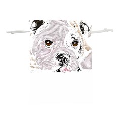 Bulldog T- Shirt Painting Of A Brown And White Bulldog Lying Down With His Tongue Out T- Shirt Lightweight Drawstring Pouch (m) by EnriqueJohnson