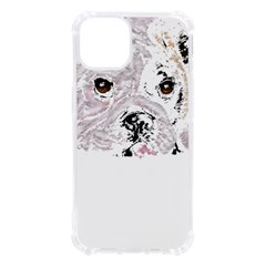 Bulldog T- Shirt Painting Of A Brown And White Bulldog Lying Down With His Tongue Out T- Shirt Iphone 13 Tpu Uv Print Case by EnriqueJohnson