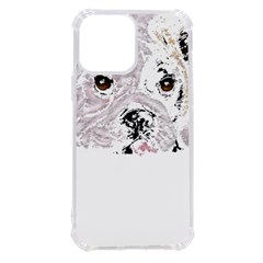 Bulldog T- Shirt Painting Of A Brown And White Bulldog Lying Down With His Tongue Out T- Shirt Iphone 13 Pro Max Tpu Uv Print Case by EnriqueJohnson