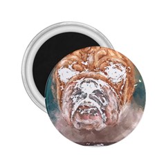 Bulldog T- Shirt Painting Of A Bulldog With Angry Face T- Shirt 2 25  Magnets by EnriqueJohnson